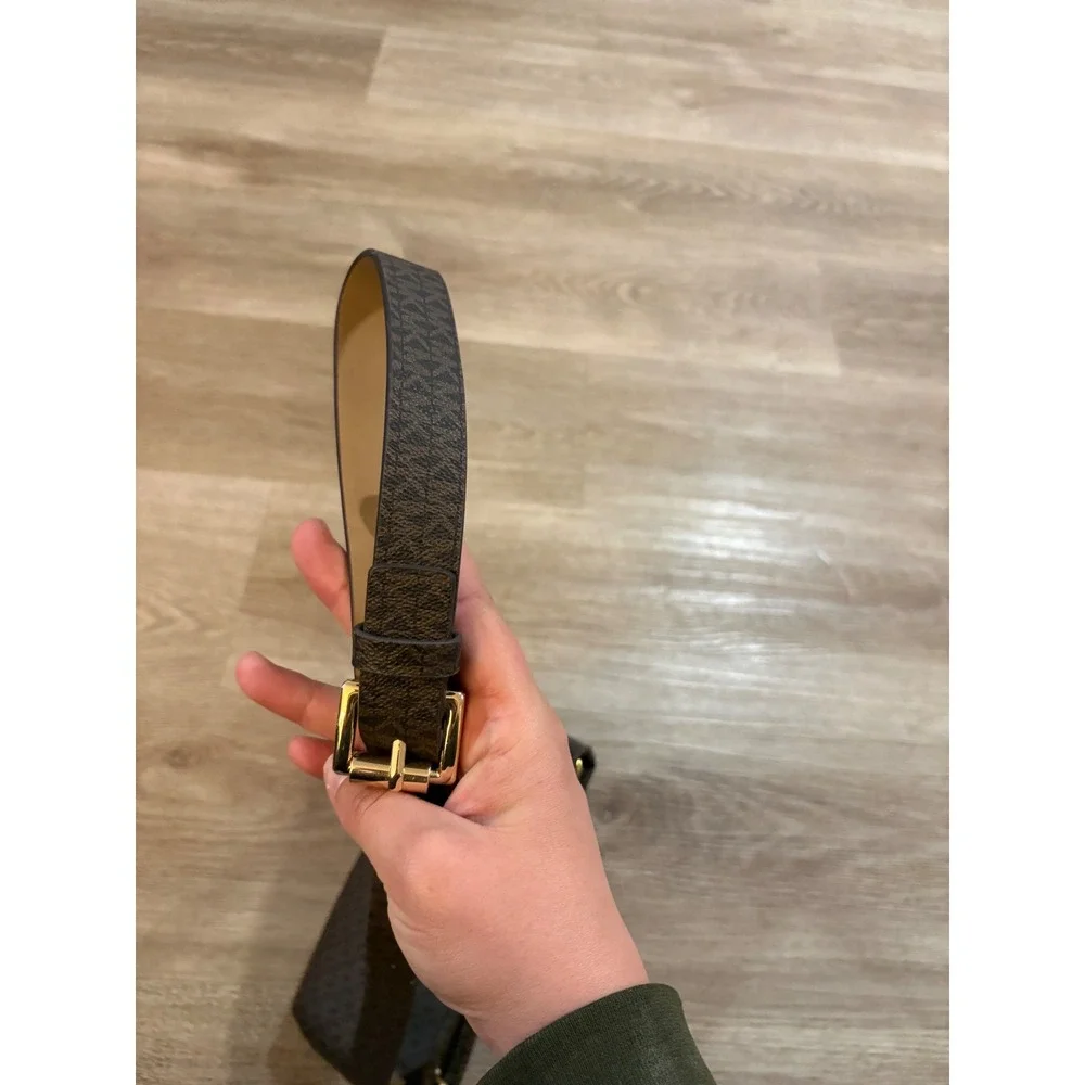 Michael Kors MK Monogram Brown Waist Bag Belt Bag Gold Hardware